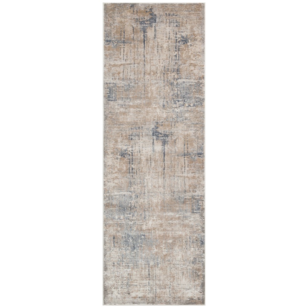 Luzon Abstract Runner Rug By Concept Loom LUZ802 in Taupe Blue